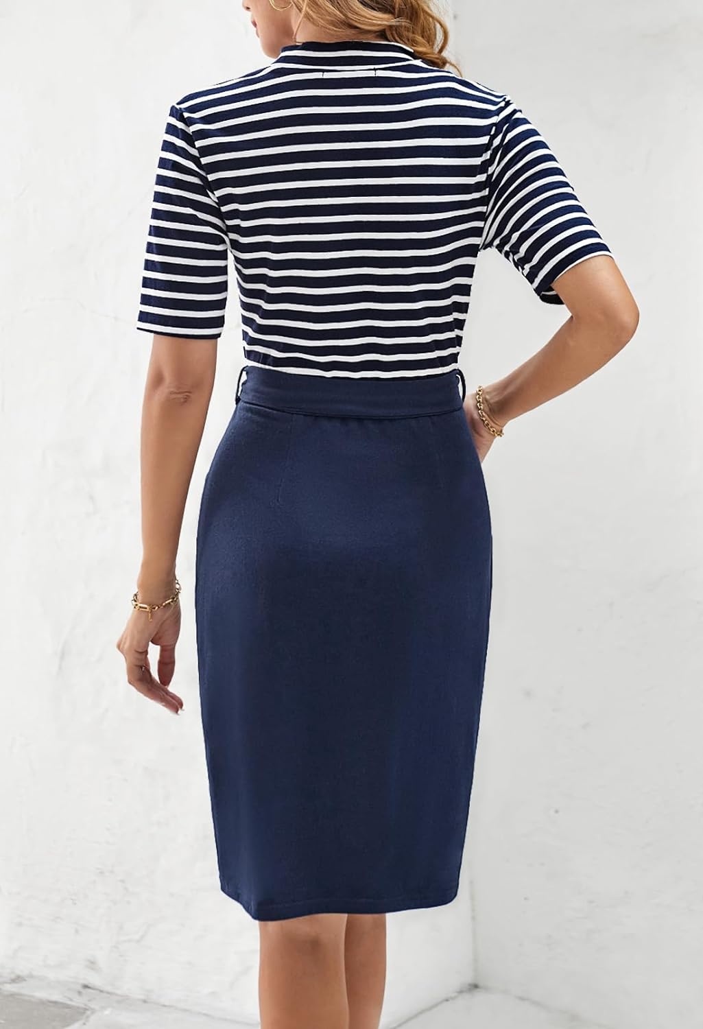 Zonnestraal Gestreepte Midi T-shirt Jurk voor Zomerse Stijl