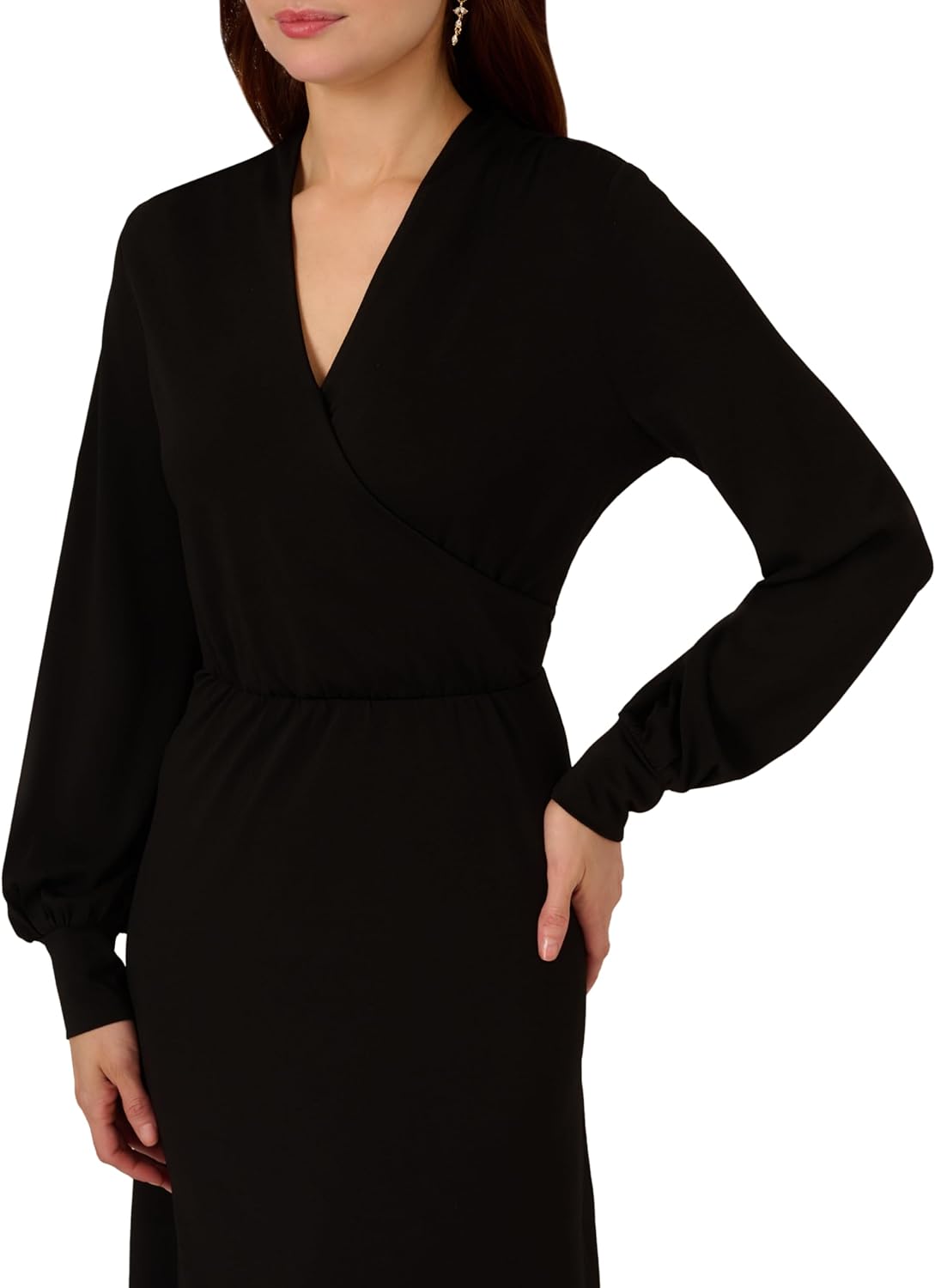 ChicDroom Lange Mouw Wrap Midi Jurk voor Vrouwen
