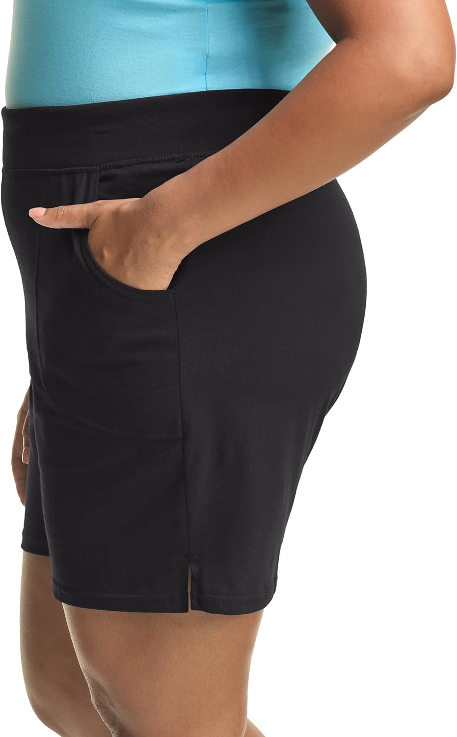 FitLuxe Plus Size Katoenen Jersey Shorts voor Dames
