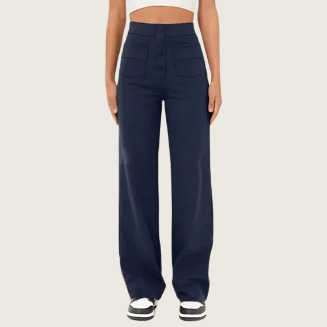 Pantalón elástico de cintura alta casual FlexiFit para mujer