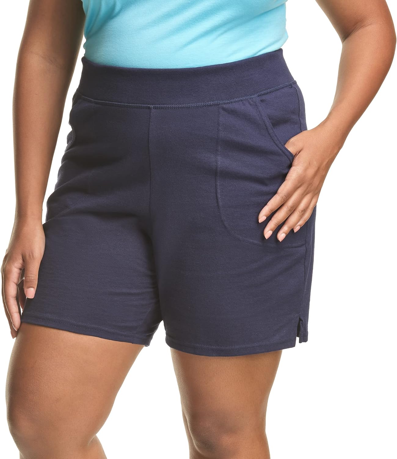 FitLuxe Plus Size Katoenen Jersey Shorts voor Dames