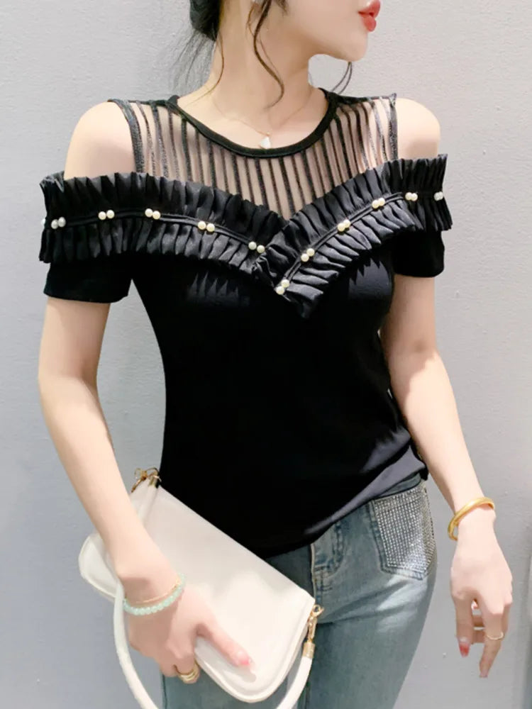 Verleidelijke Zomer Off-Shoulder T-Shirt