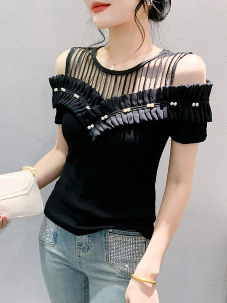 Verleidelijke Zomer Off-Shoulder T-Shirt