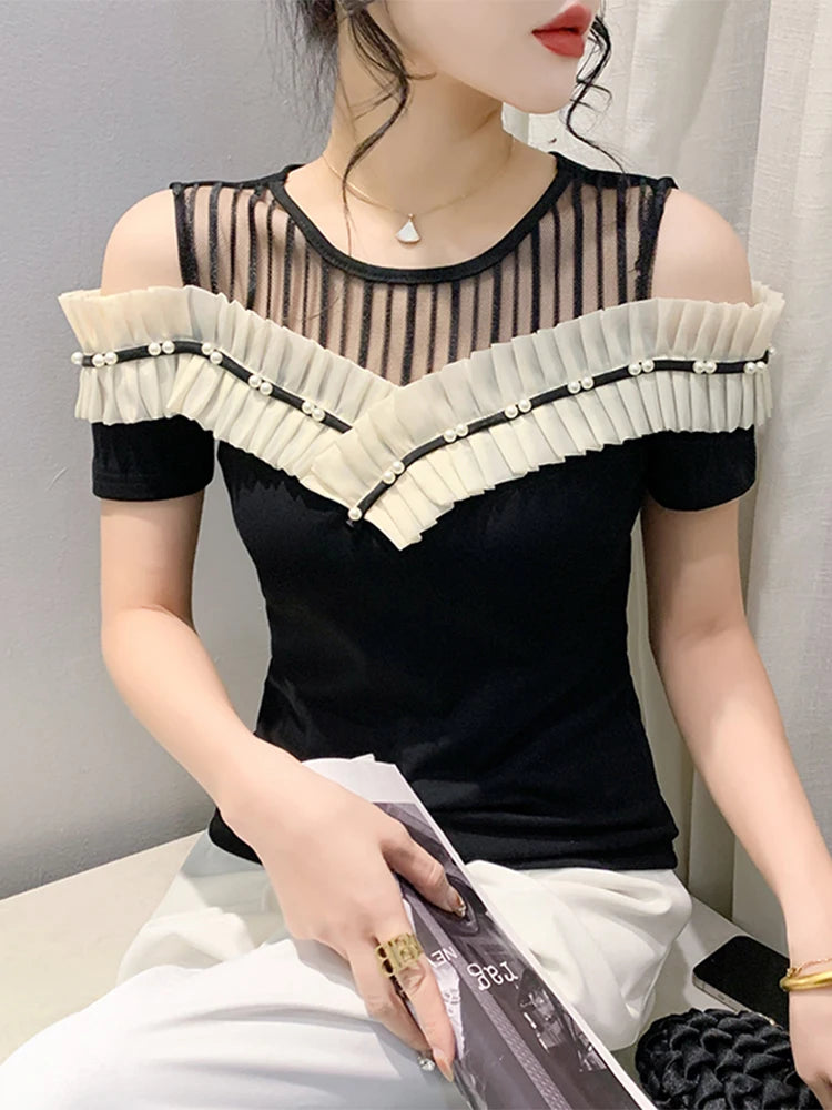 Verleidelijke Zomer Off-Shoulder T-Shirt