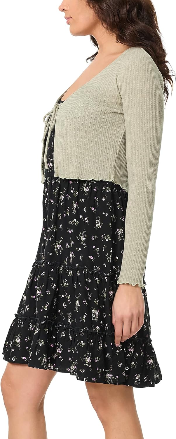 Flora vestito midi con spalline e cardigan a manica lunga per donne