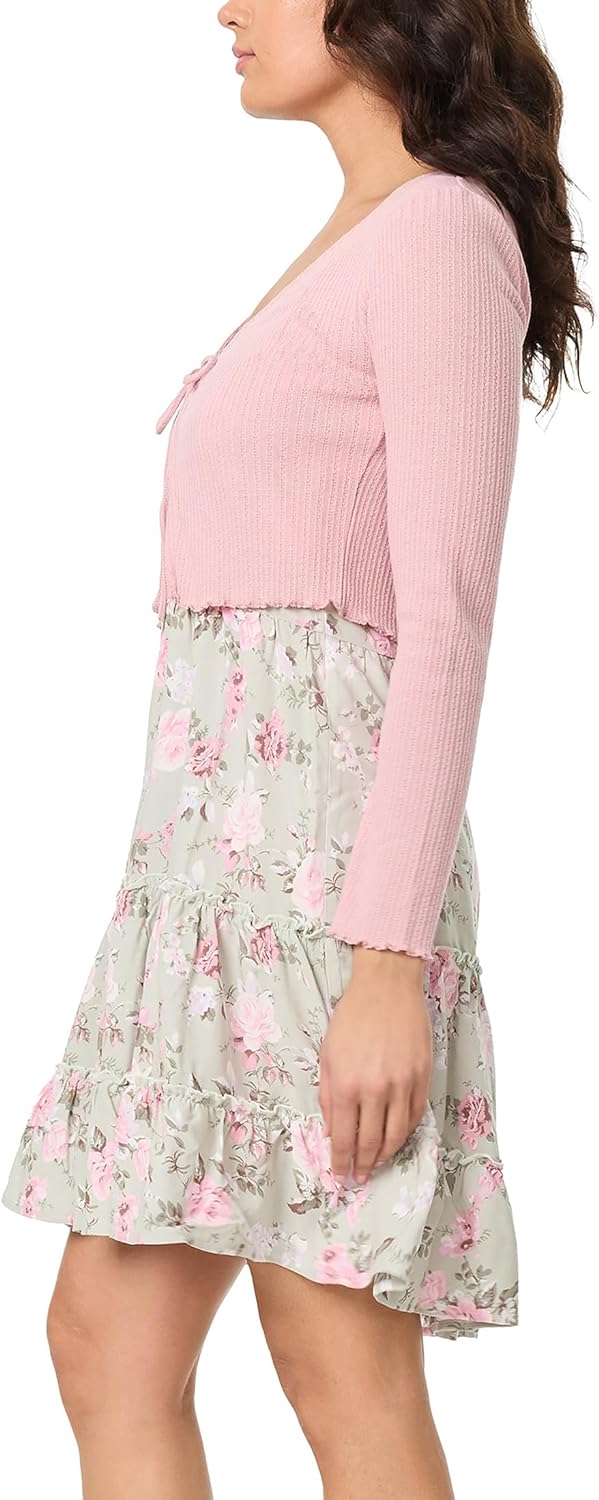 Flora vestito midi con spalline e cardigan a manica lunga per donne