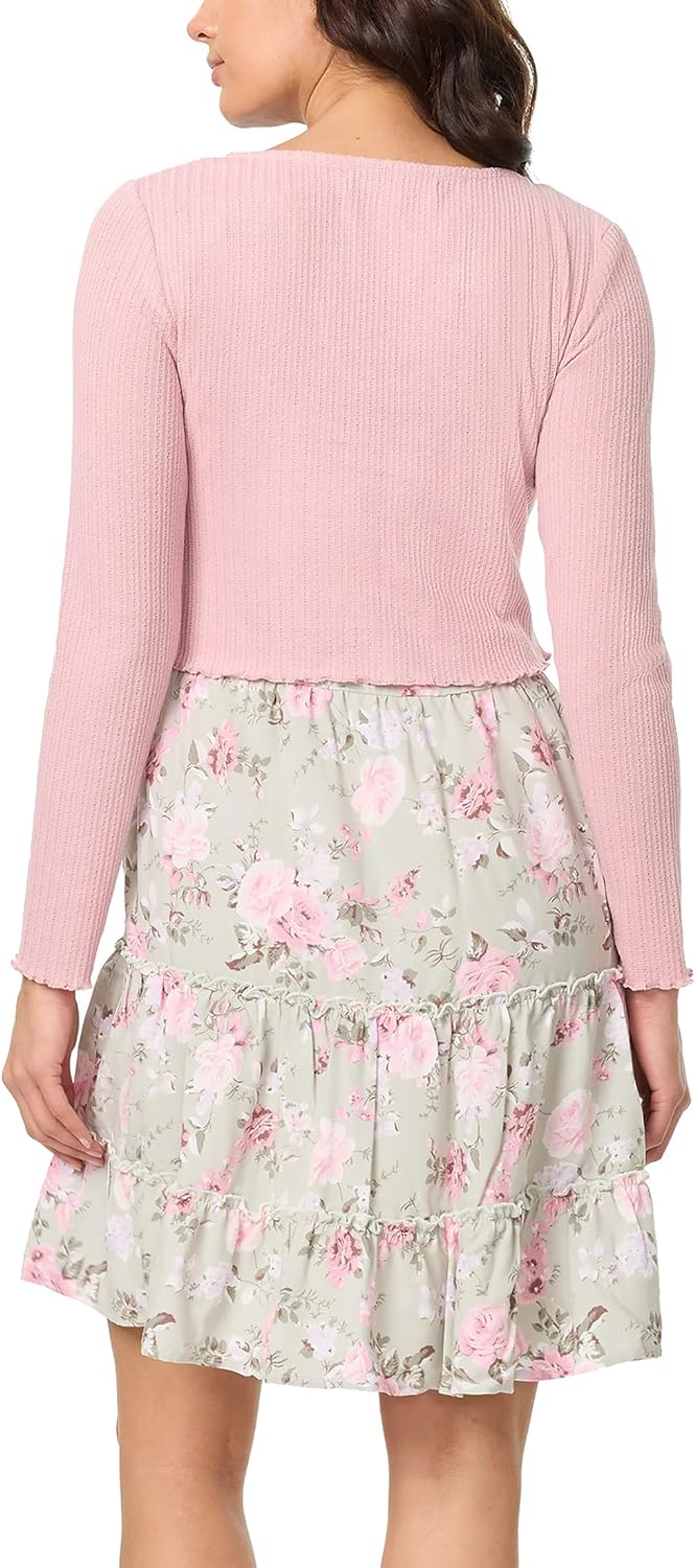 Flora vestito midi con spalline e cardigan a manica lunga per donne