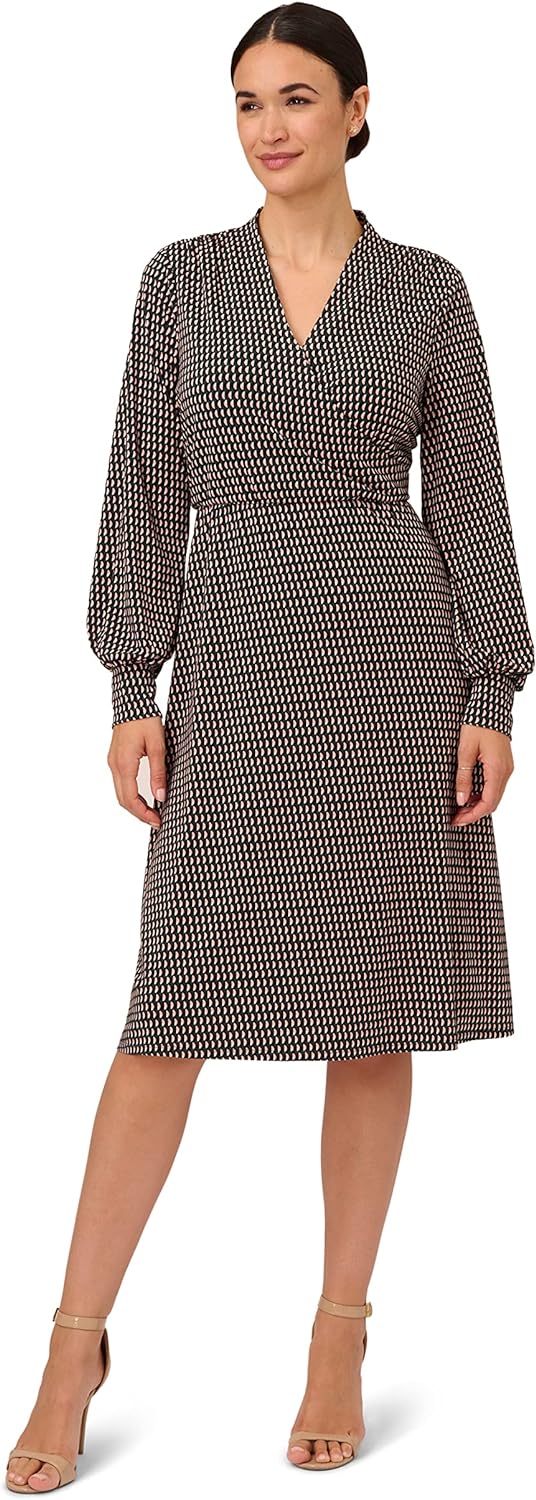 ChicDroom Lange Mouw Wrap Midi Jurk voor Vrouwen