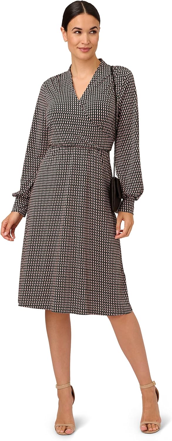 ChicDroom Lange Mouw Wrap Midi Jurk voor Vrouwen