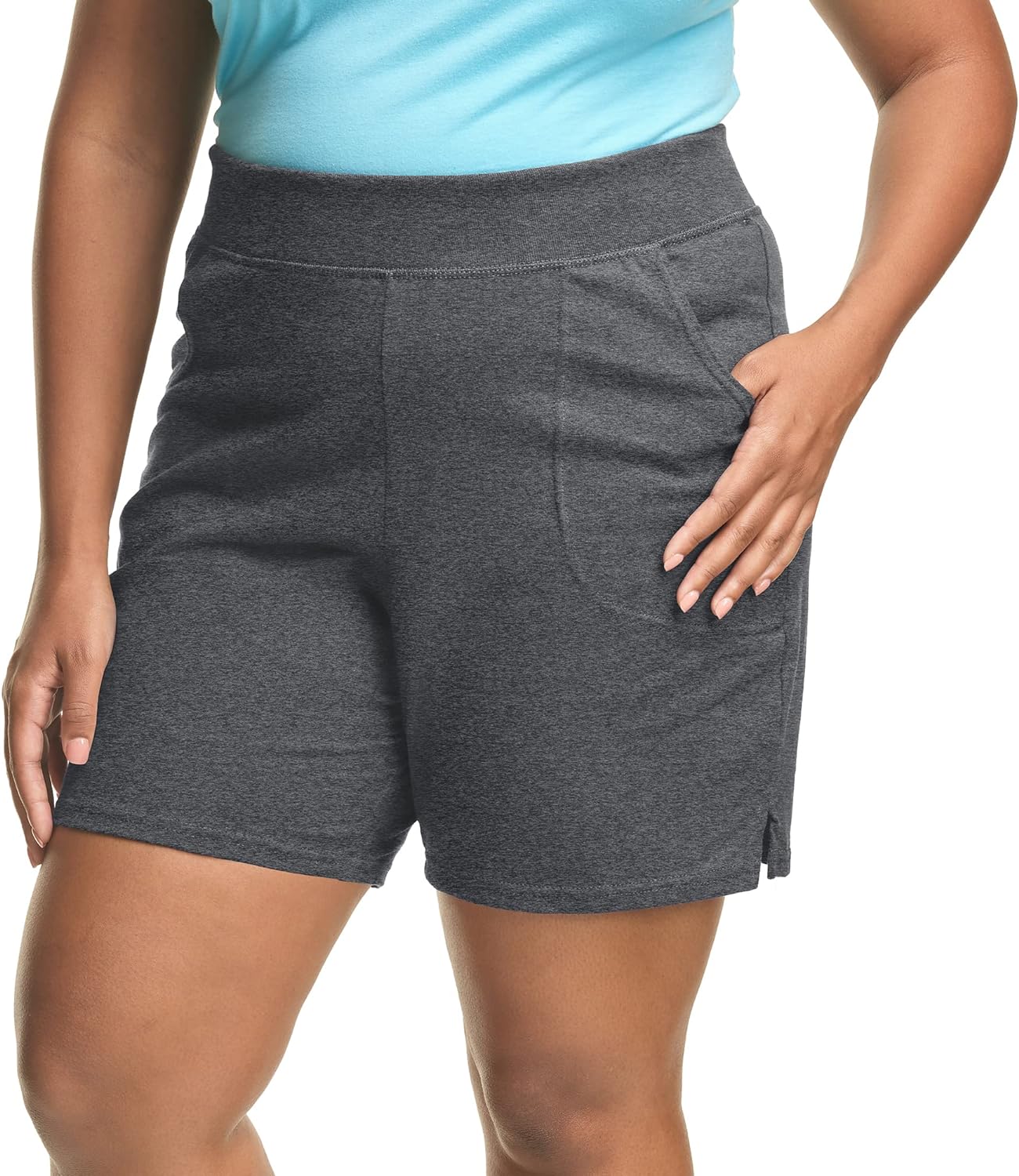 FitLuxe Plus Size Katoenen Jersey Shorts voor Dames