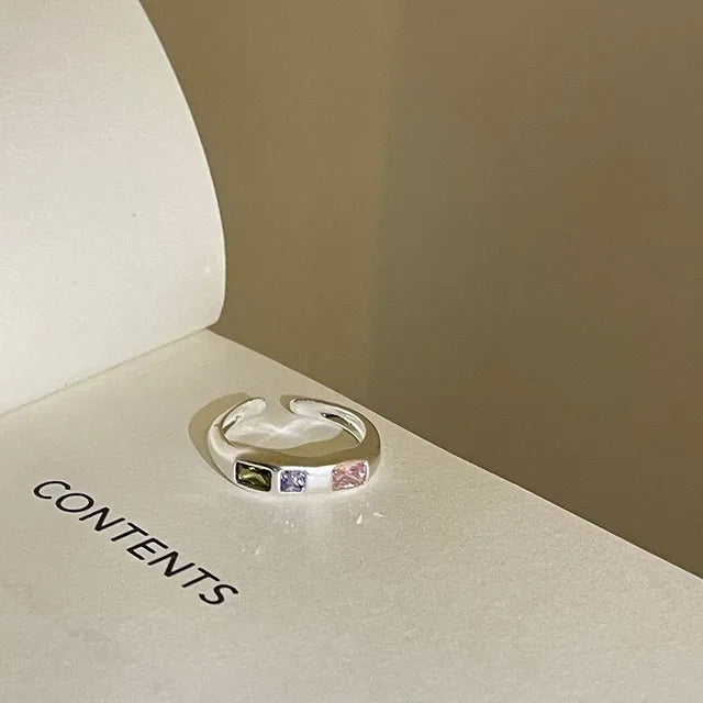 Sterling Zilveren Kleurrijke Hart Steen Ringen