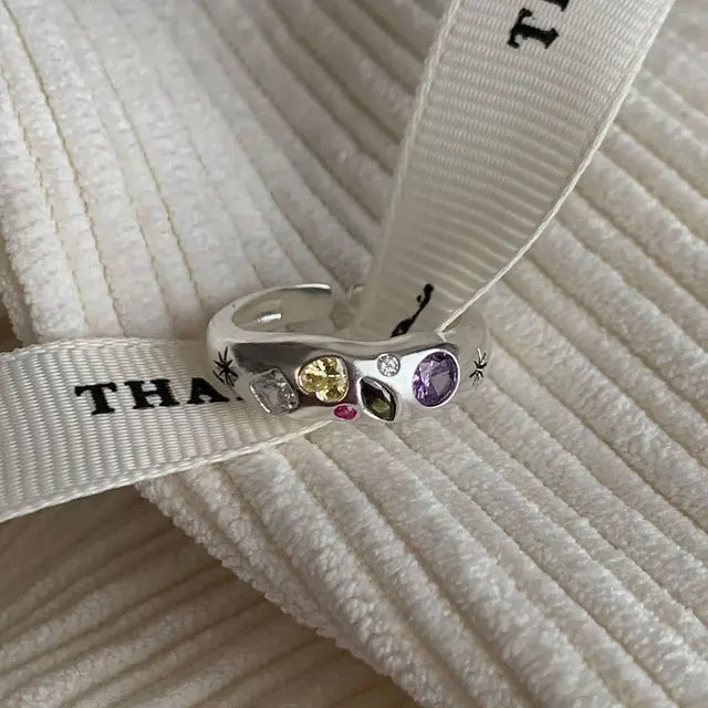 Sterling Zilveren Kleurrijke Hart Steen Ringen