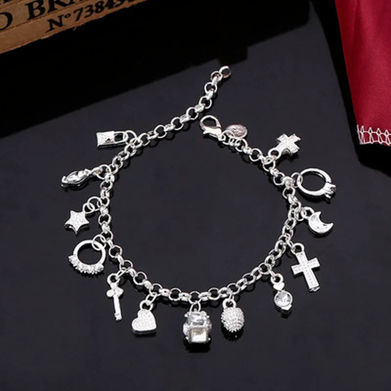 Charmante Sterling-Silber Modekette und Armband Set
