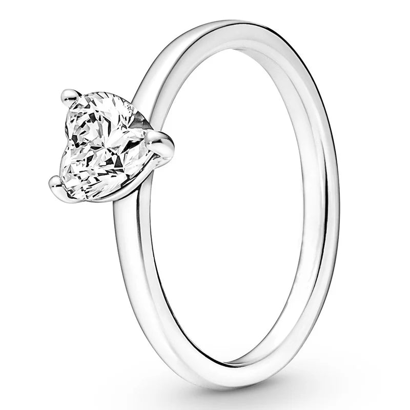 Sterling Silver Mother Double Pave Heart Ring