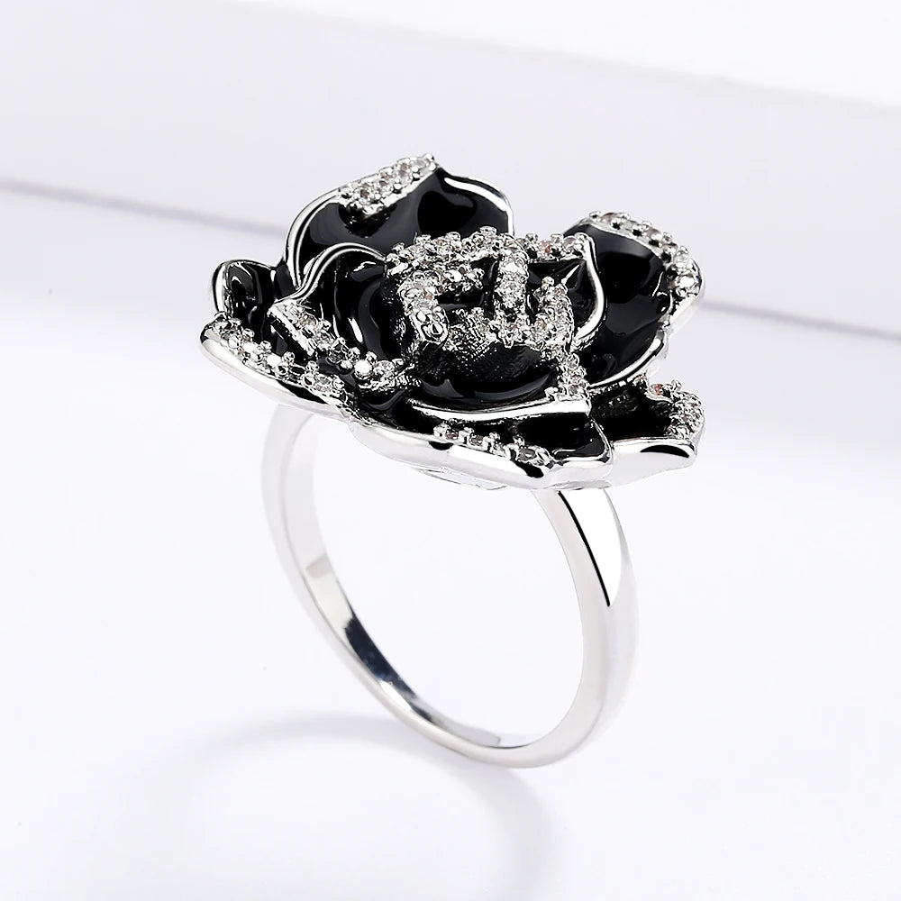 Fleur Chic Enamel Drip Olie Bloem Ring