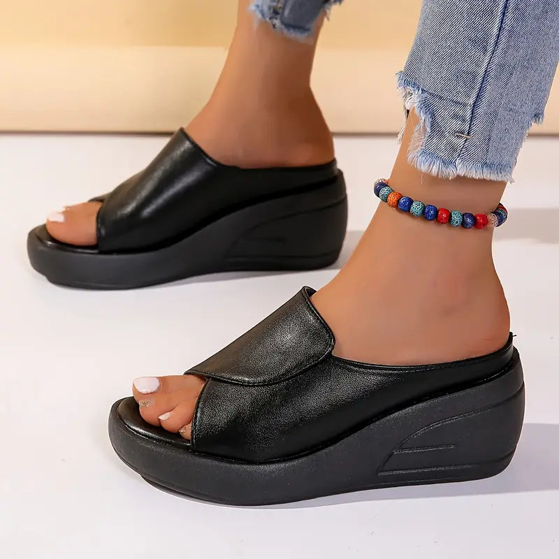 Velanora White Orthopedic Wedge Sandals