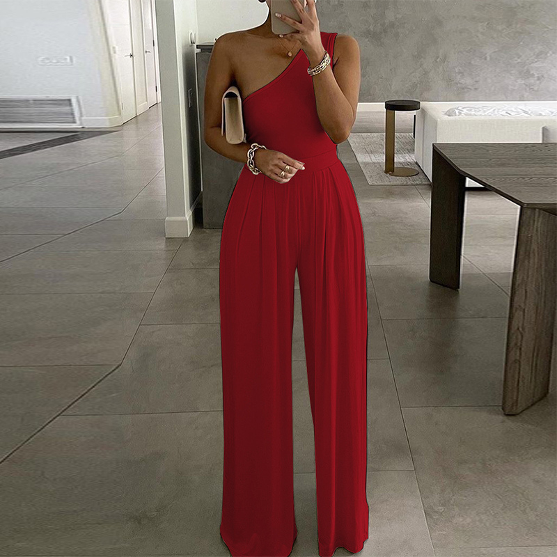 Chic & Trendy One-Sleeved Jumpsuit