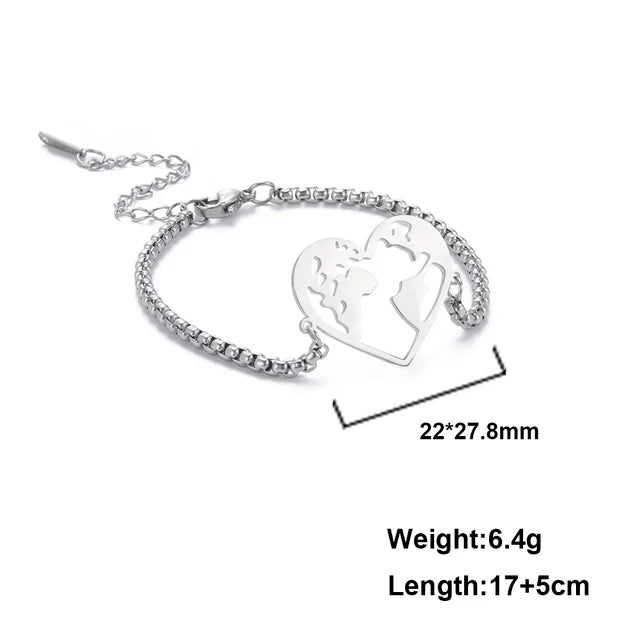 HeartMap Wereldkaart Hart Armband met Onregelmatige Uitsnijdingen