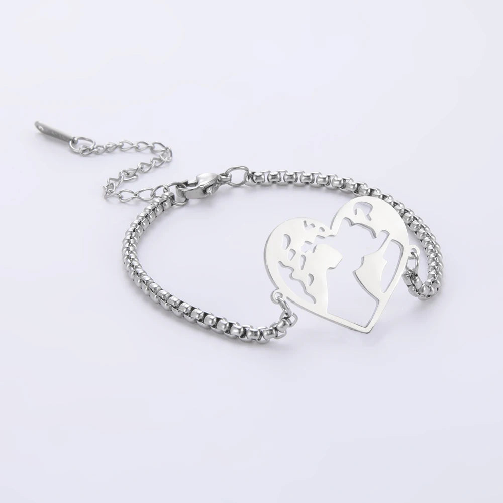 HeartMap Wereldkaart Hart Armband met Onregelmatige Uitsnijdingen