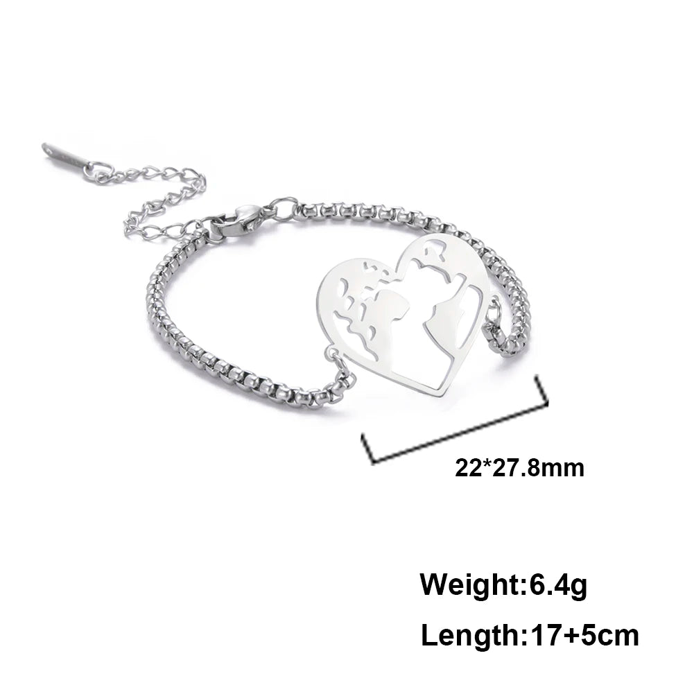 HeartMap Wereldkaart Hart Armband met Onregelmatige Uitsnijdingen