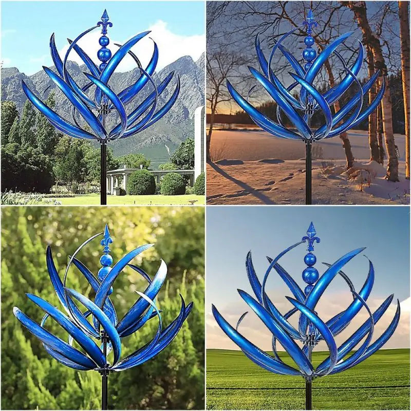Artistic Metal Garden Sculpture with Wind-Powered Movement
