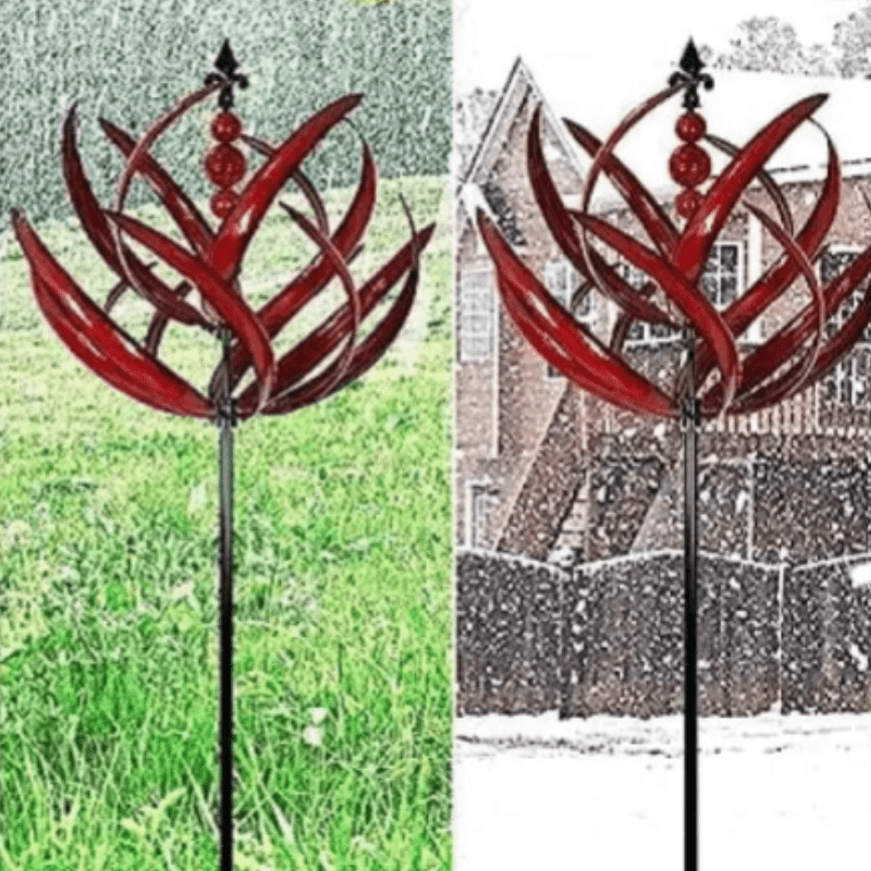 Artistic Metal Garden Sculpture with Wind-Powered Movement