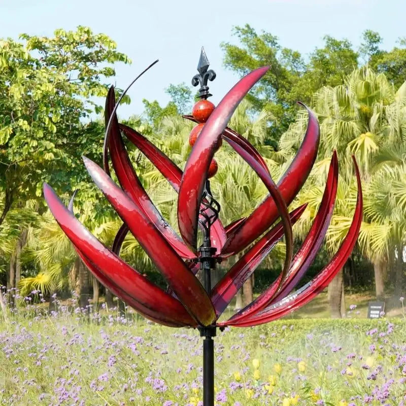 Artistic Metal Garden Sculpture with Wind-Powered Movement