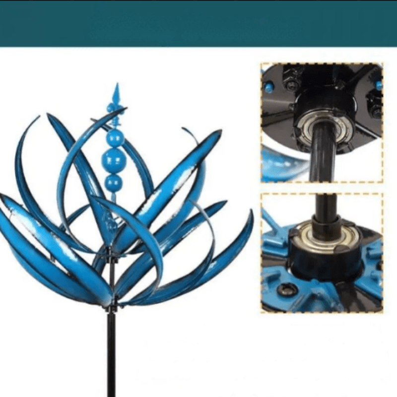 Artistic Metal Garden Sculpture with Wind-Powered Movement