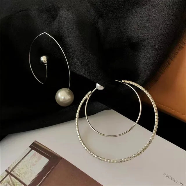 GlinsterGlam Betoverende Metaal Parel Kristal Oorbellen