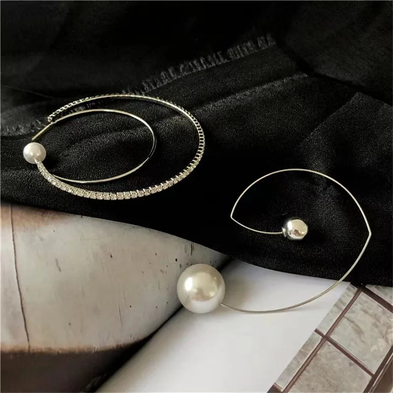 GlinsterGlam Betoverende Metaal Parel Kristal Oorbellen