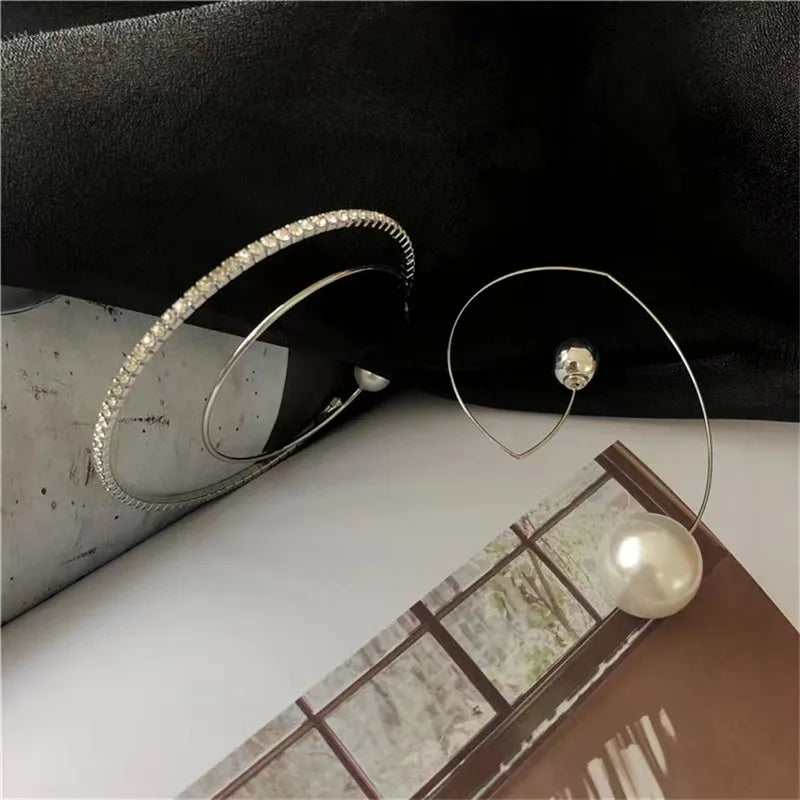 GlinsterGlam Betoverende Metaal Parel Kristal Oorbellen