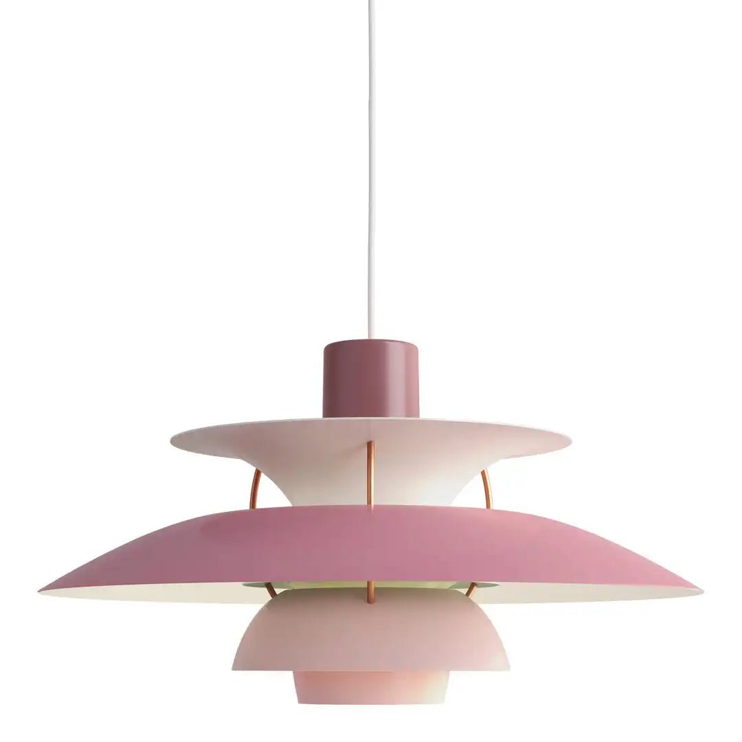 Aurora Luxe Plafondlamp in een elegante roze tint, ontworpen voor moderne interieurs met energiezuinige verlichting en een verfijnde uitstraling.