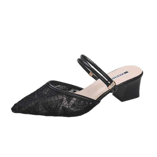 Baotou sandals for women, summer, thick heels, 2024 new medium heels for women, fairy style sandals for women