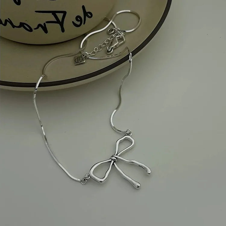 Collana in Argento Sterling con Fiocco - Semplice Fidanzamento