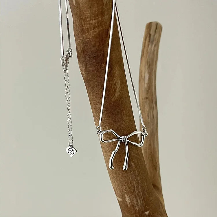 Collana in Argento Sterling con Fiocco - Semplice Fidanzamento