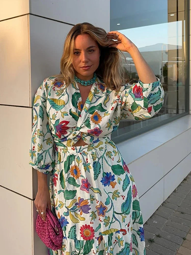 Zomergloed Bloemenprint Maxi Jurk