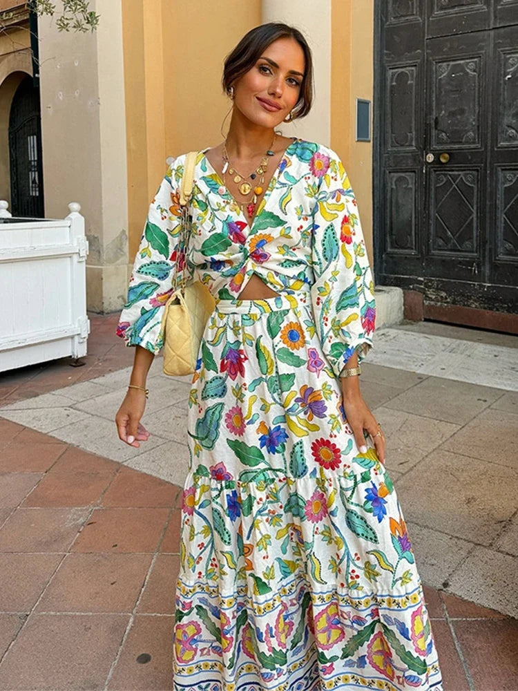 Zomergloed Bloemenprint Maxi Jurk