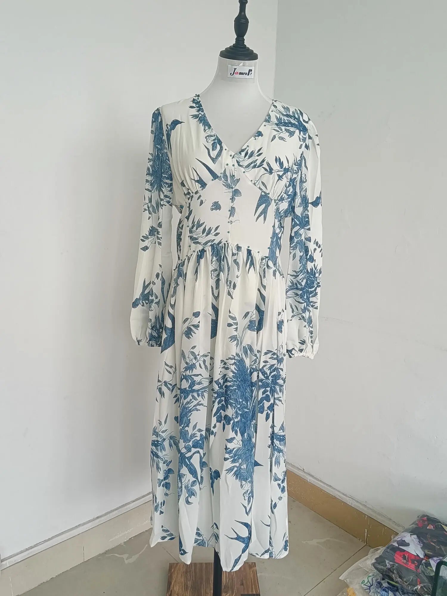 Bloemenjurk Met Lantaarnmouwen van ElegantChic