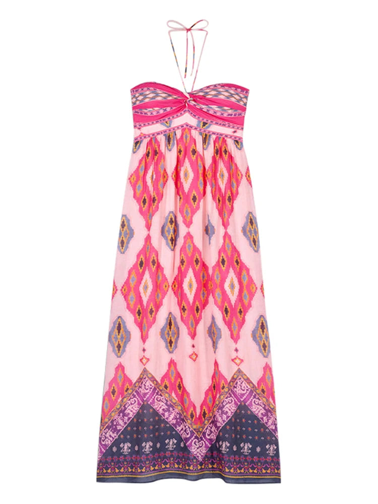Gleeter Glamour Floral Halter Dress