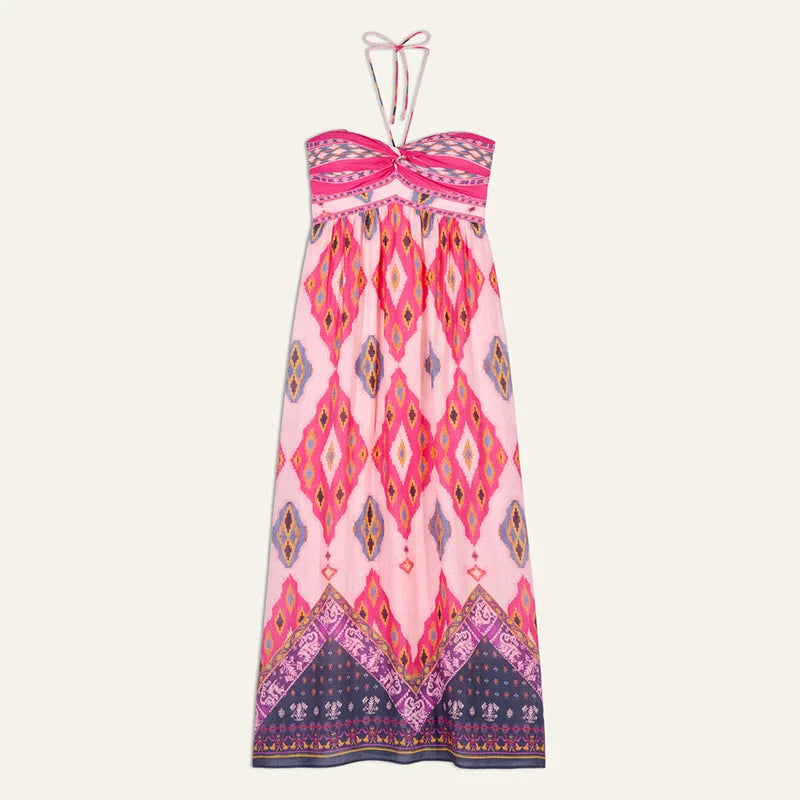 Gleeter Glamour Floral Halter Dress