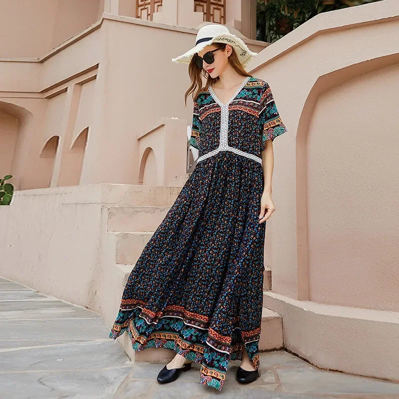 Boho Chic Zonsondergang Jurk Plus Maat