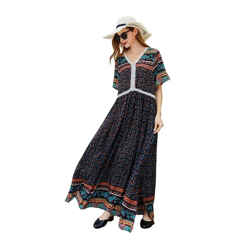 Boho Chic Zonsondergang Jurk Plus Maat