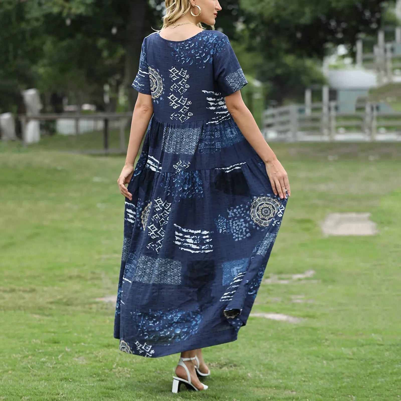Stijlvolle Boho Losse Jurk met Zakken