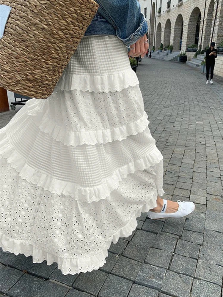 Sparkling Sun Embroidered Eyelet Maxi Skirt