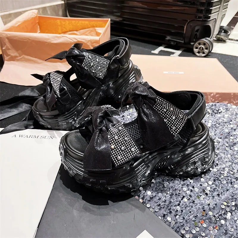 Soleil Luxe Dicke Sohle Glitzer Sandalen