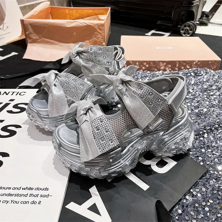 Soleil Luxe Dicke Sohle Glitzer Sandalen