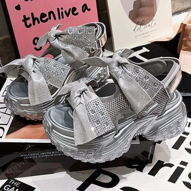 Soleil Luxe Dicke Sohle Glitzer Sandalen