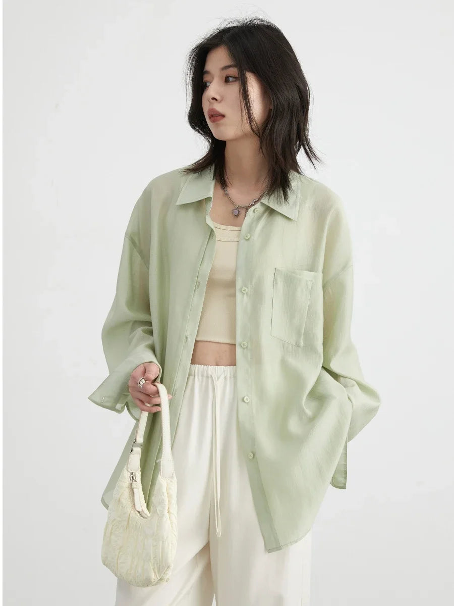 CHIC VEN Summer Blouse with Long Sleeves and Sun Protection