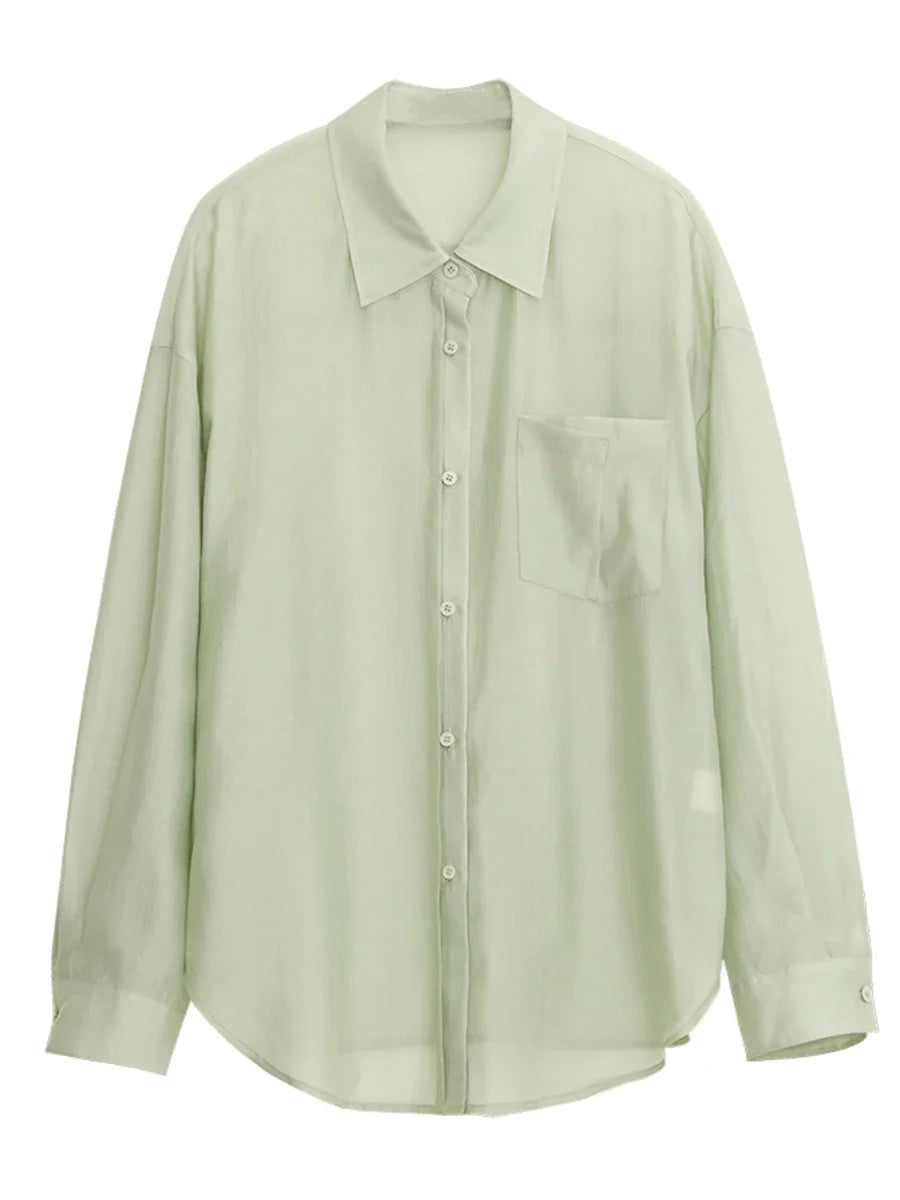 CHIC VEN Summer Blouse with Long Sleeves and Sun Protection