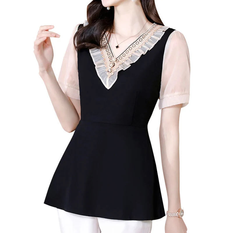 Zonnig Zomers Bloesje met Ruches en Borduurwerk